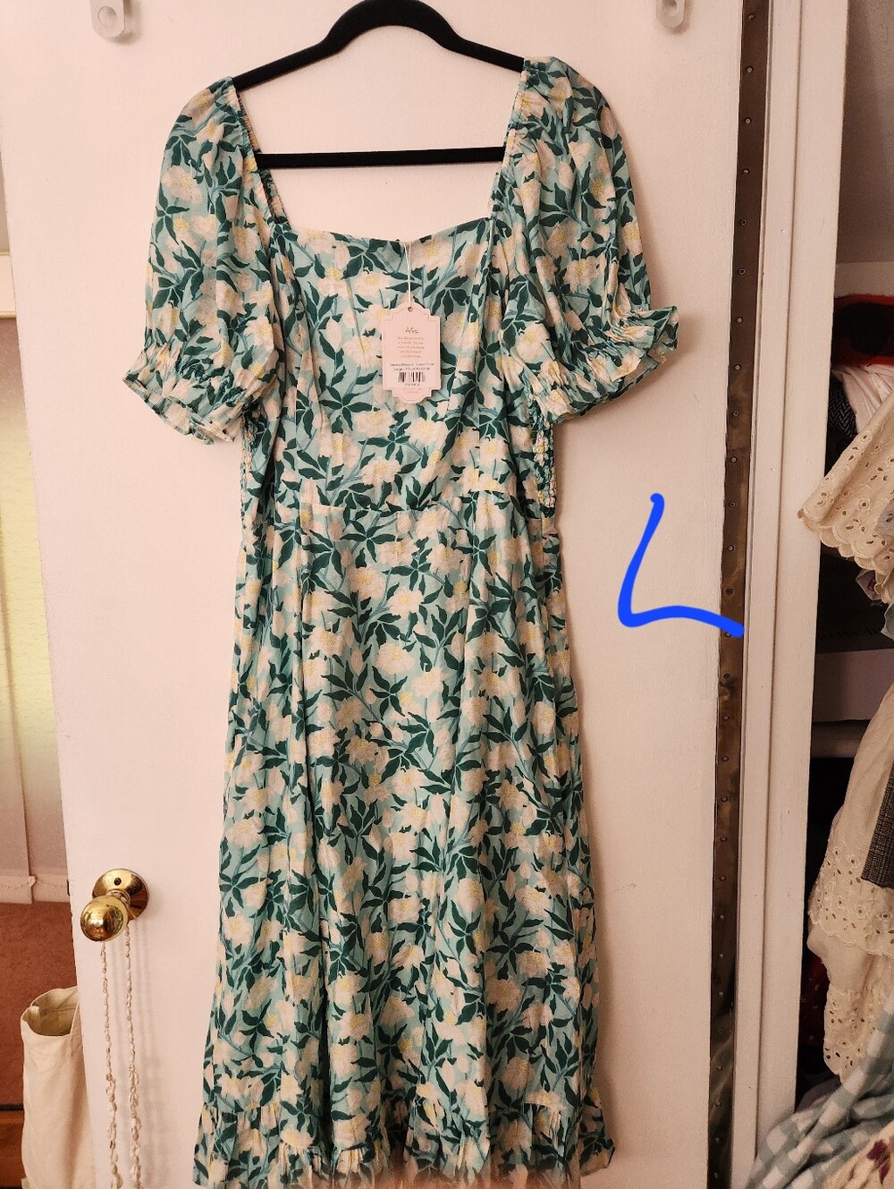 IVYCITYCO TEAL FLORAL DRESS SIZE L